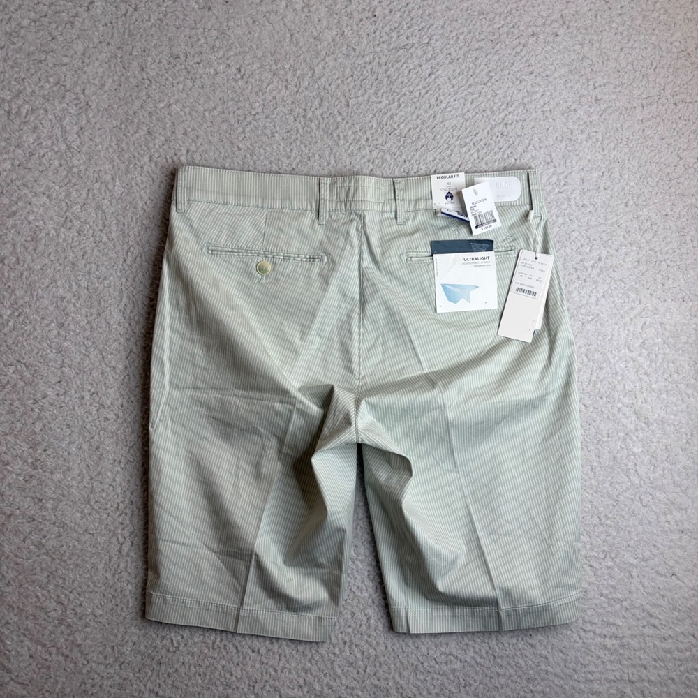 NEW Brax Feel Good Bozen Ultralight Pinstripe Shorts Green White Mens 33 NWT